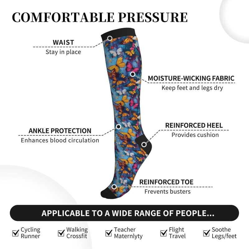 thmnj Compression Socks Knee High Support Socks for Women Men Circulation Stockings for Athletic Running Cycling Flying - Image 4